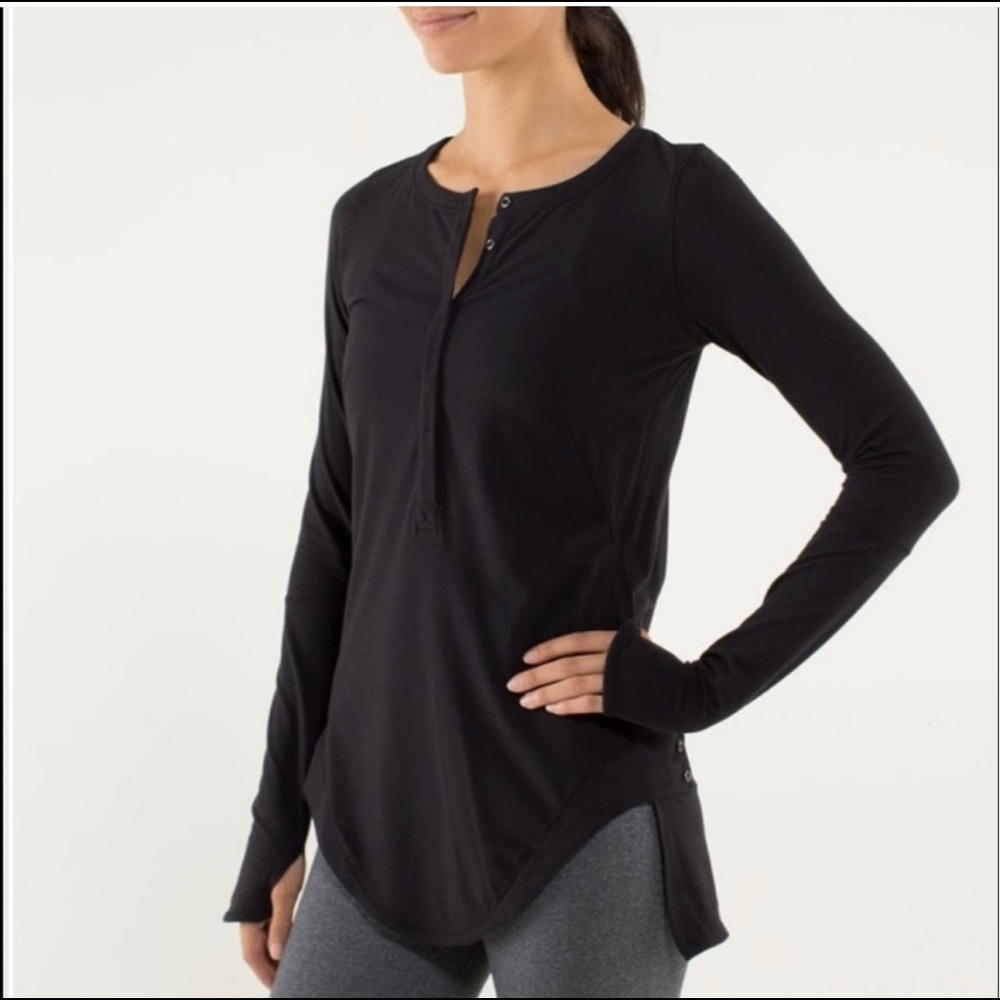 Lululemon URBANITE HENLEY Long Sleeve Black 4
